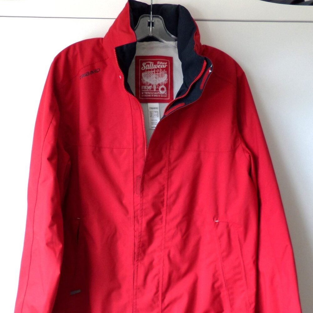 NWOT Tribord Waterproof Breathable Jacket Size Medium Men Red Nylon Full Zip